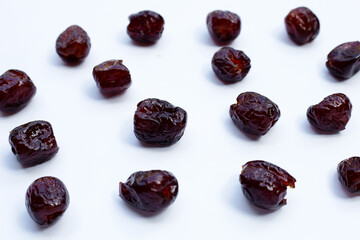 Sweet chinese jujube dessert on white background.