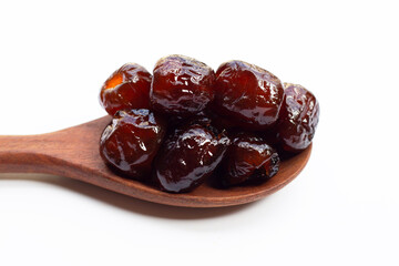 Sweet chinese jujube dessert on white background.