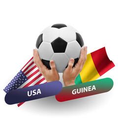 Soccer football competition match, national teams usa vs guinea