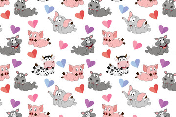 Obraz premium cute animal cartoon pattern