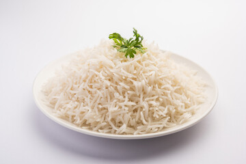 Cooked plain white basmati rice