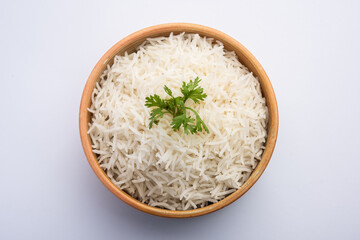 Cooked plain white basmati rice
