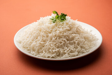 Cooked plain white basmati rice
