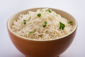 Cooked plain white basmati rice