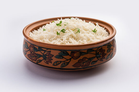 Cooked plain white basmati rice