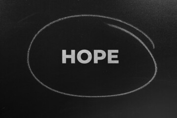 The Word hope Written On The Chalkboard. hope concept background.