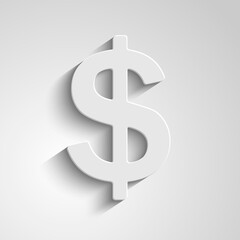 White dollars symbol on grey background. Vector illustration.