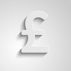 White pound symbol on grey background. Vector illustration.