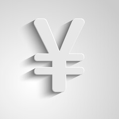 White yen symbol on grey background. Vector illustration.