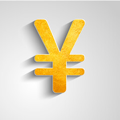 Obraz premium Golden yen symbol on grey background. Vector illustration.