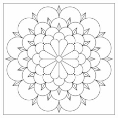 Simple mandala flower. Coloring pages for adults. Abstract floral illustration in Line Art style. Black on white patterns. EPS8 file. Coloring-#396