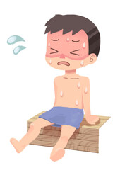 サウナで頑張り過ぎた男性

