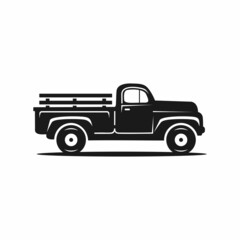 Fototapeta na wymiar Vintage Farmer Pickup truck, car pickup icon, Old Farm Trucks