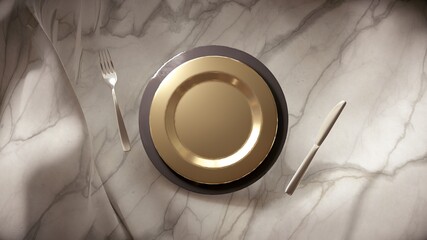 お皿の背景素材。高級感あるデザインに。ホテルやレストランシーンに