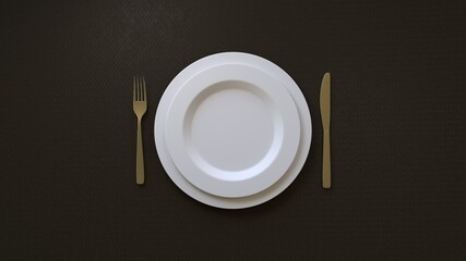お皿の背景素材。高級感あるデザインに。ホテルやレストランシーンに
