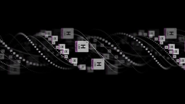 HYDROGEN Molecule Symbol, Animation, Rendering, Background, Loop, 4k
