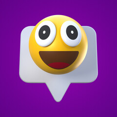 3d Rendering Smile Emoticon On chat icon