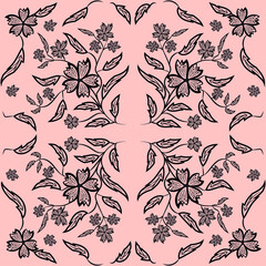 Floral folk damask pattern Fantasy flowers Floral geometric fantasy