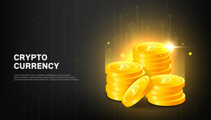 Bitcoin BTC banner. Bitcoin cryptocurrency concept banner background.
