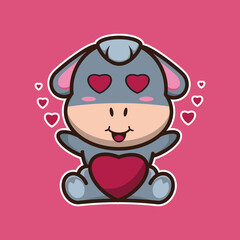 
vector illustration of cute donkey 
feeling happy, suitable for children's books, birthday cards, valentine's day.