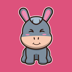 
vector illustration of cute donkey , suitable for children's books, birthday cards, valentine's day.