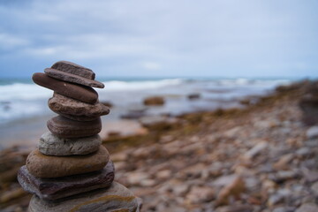 stack of stones on beach