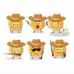 Cool cowboy dalgona candy flower cartoon character with a cute hat