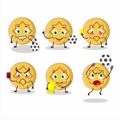 Dalgona candy flower cartoon character working as a Football referee