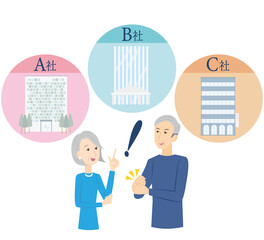 どの会社のサービスを選べば良いかを決めたシニアの夫婦