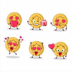 Dalgona candy flower cartoon character with love cute emoticon