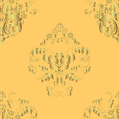 seamless vintage pattern with golden elements on colorfil background