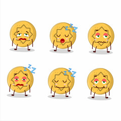 Cartoon character of dalgona candy flower with sleepy expression