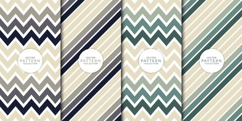 Abstract winter holiday seamless patterns combination set. Brochure cover template minimal horizontal and zigzag stripe pastel color wallpaper collection.