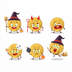 Halloween expression emoticons with cartoon character of dalgona candy snowflake