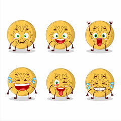 Cartoon character of dalgona candy snowflake with smile expression