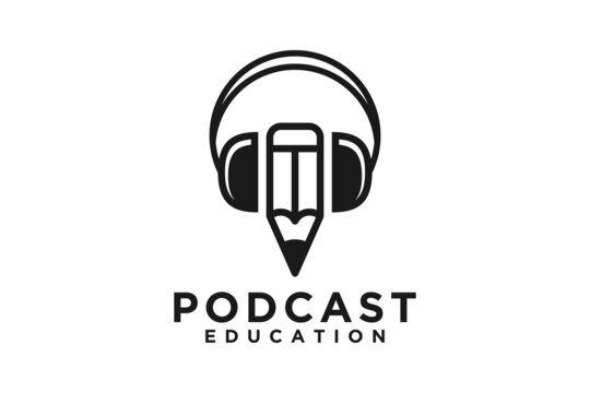 Mic Pencil Microphone Conference Podcast Radio logo design
