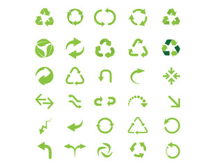 Recycle icon. Recycling symbol. Vector illustration. Biodegradable, compostable, recyclable, Green recycling and rotation arrow icon set.