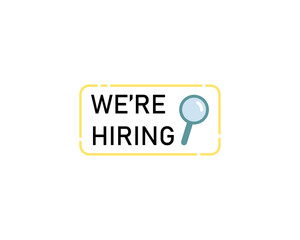 We're hiring with magnifying glass banner vector
