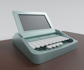 Stenograph with steno machine for record proceedings at a court  - obrazy, fototapety, plakaty