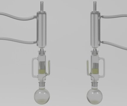 Soxhlet extractor isolated image with white background in 3D