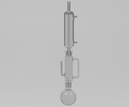 Soxhlet extractor isolated image with white background in 3D