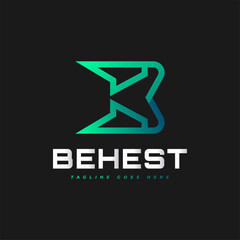 Abstract and Modern Letter B Logo Design in Green Gradient