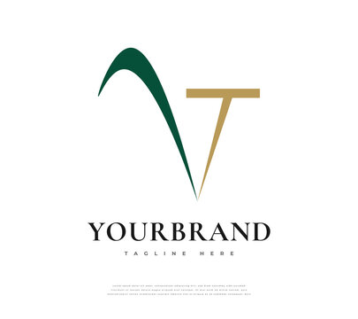 Elegant and Minimalist Initial Letter V and T Logo Design Template. VT or TV Monogram Logo for Business Brand Identity