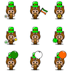 Fototapeta premium vector cartoon character beaver animal mascot costume set bundle set patrik day