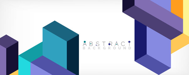 Abstract background. 3d cubes, cubic elements and blocks. Techno or business concept for wallpaper, banner, background, landing page