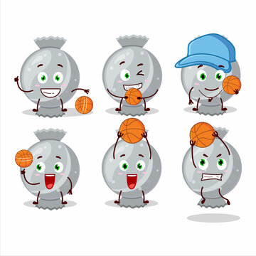 Talented white candy wrap cartoon character as a basketball athlete