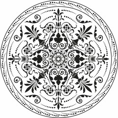 Vector monochrome round European ornament. Classic pattern of Ancient Greece, Roman Empire. Suitable for sandblasting, plotter and laser cutting

