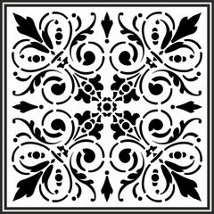 Vector monochrome square European ornament. Classic pattern of Ancient Greece, Roman Empire. Suitable for sandblasting, plotter and laser cutting

