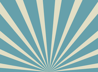 Sunlight wide retro faded background. Blue and beige color burst background.