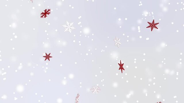 Animated Seamless Loop Snowflakes Falling White Background